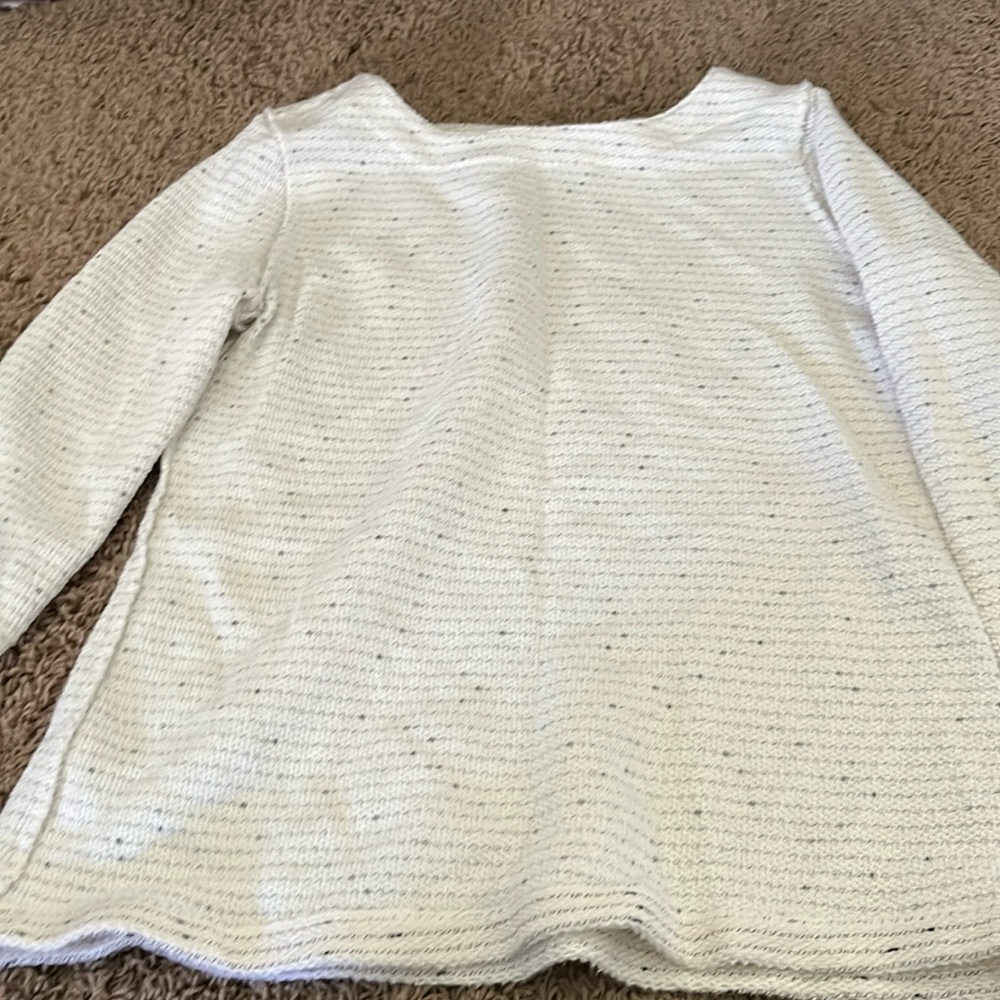 LOFT Striped Boucle Button Shoulder Sweater 3/4